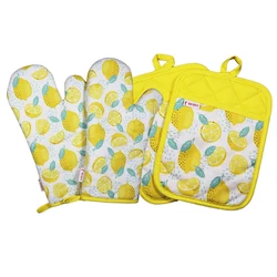 Wholesale Price100% Cotton Custom Logo Cooking Oven Mitts and Pot Holder Set