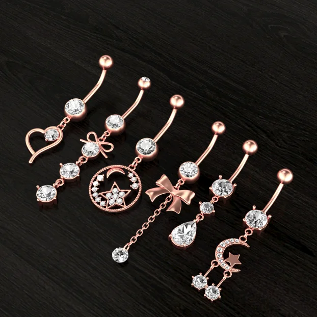 New Product Exquisite Belly Button Nail Ring Piercings Puncture Set star zirconia CZ belly ring Piercings Belly Ring