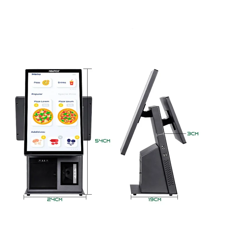 HBA Touch Displays 15.6 inch supermarket Pos System restaurant intelligent Payment Kiosks