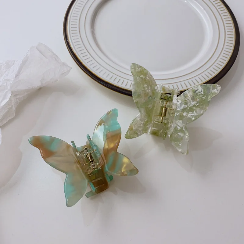  Korean Ins Hot Selling 8cm Butterfly Hair Claws Acetate Colorful Claw Clips For