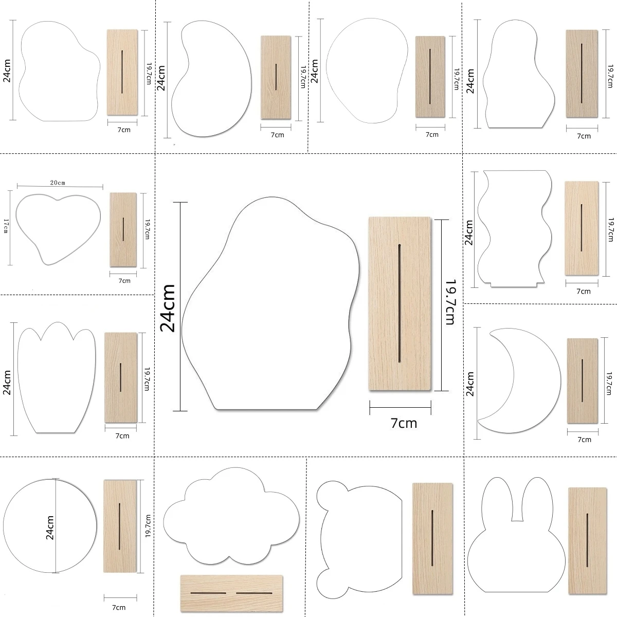 Lot of Shape Beauty Tools Wooden Base Cosmetic de maquillaje Ins Irregular Acrylic Decorative Mirror Korean style Makeup Mirror