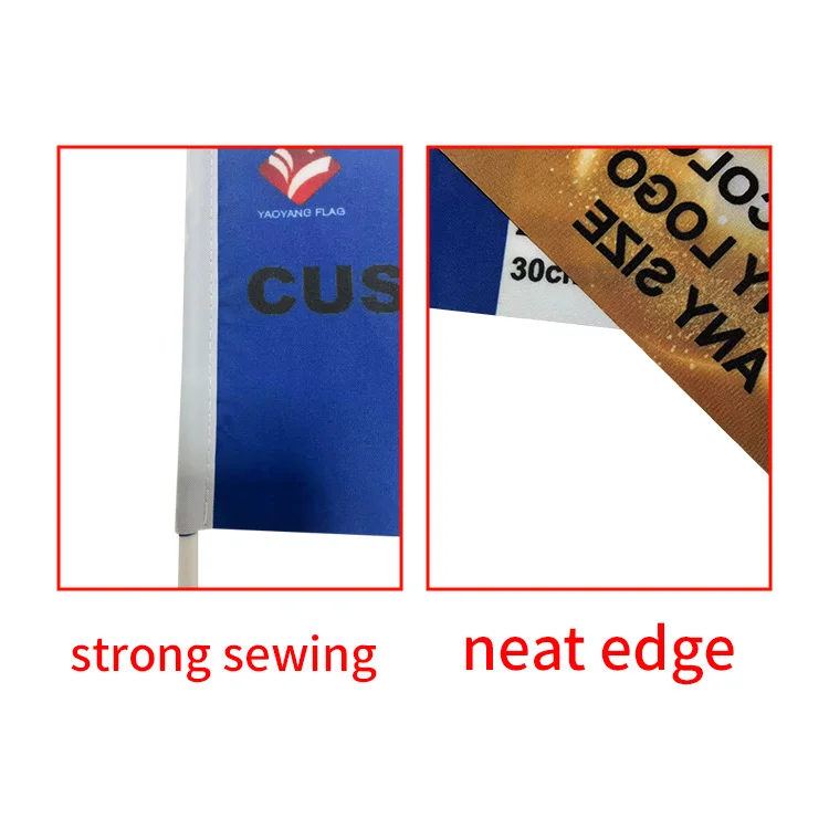 Fast Shipping Custom 30*45cm Finland Hand national Flag with stick Digital Polyester mini hand Finland car flag with clip