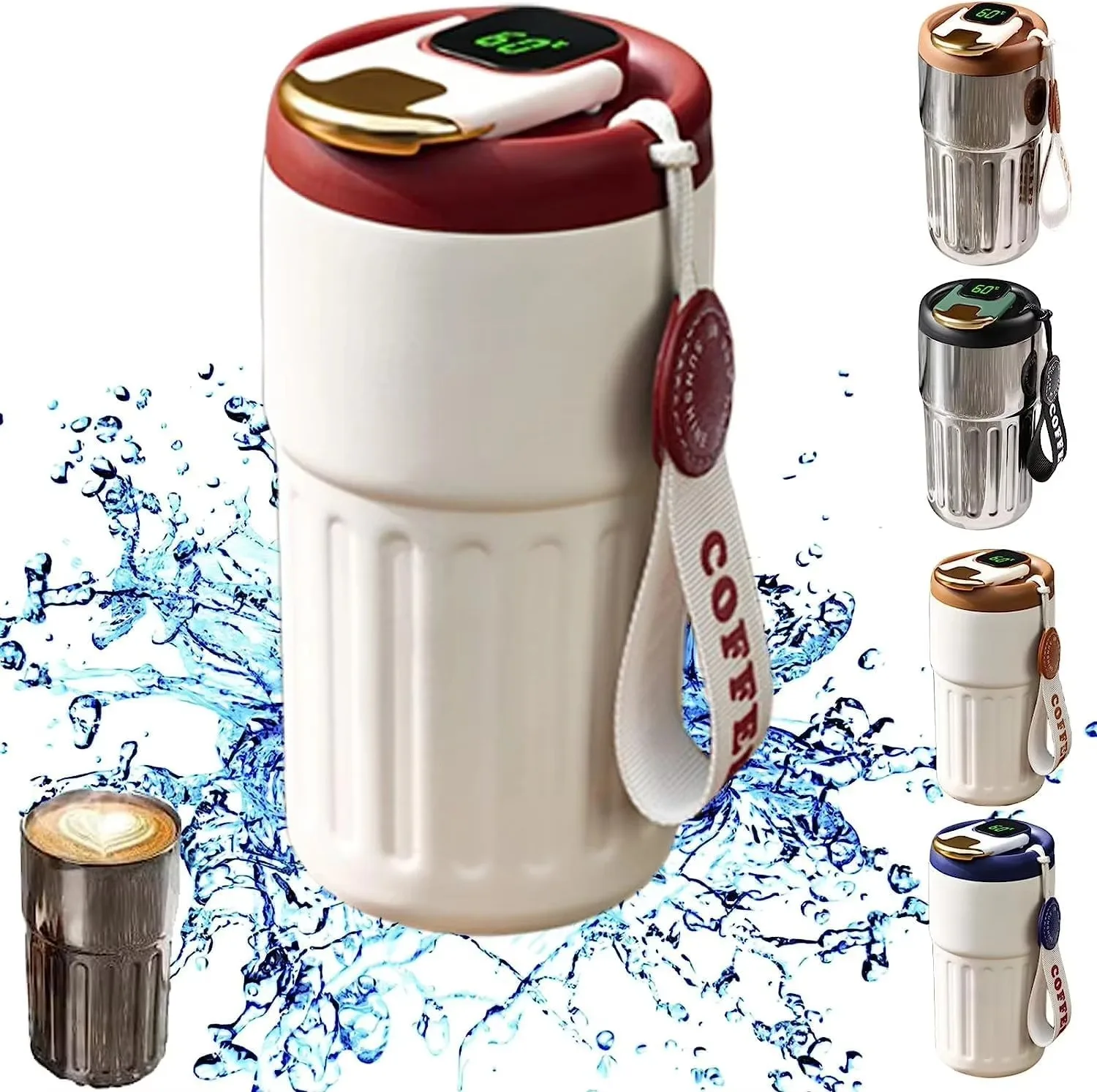 450ml Smart Temperature Display 316 Stainless Steel Vacuum Office Coffee Cup Portable Business Mug Carafe With Glass Drinkware