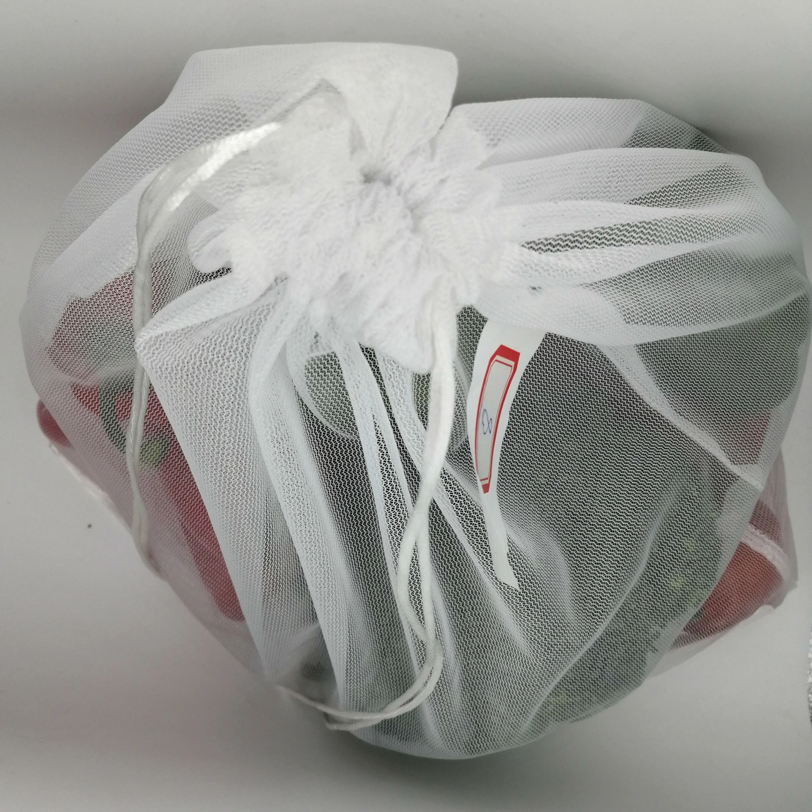 
HW0008 ISO9001 Factory direct supply no plastic reusable mesh net drawstring carry fruit bag 