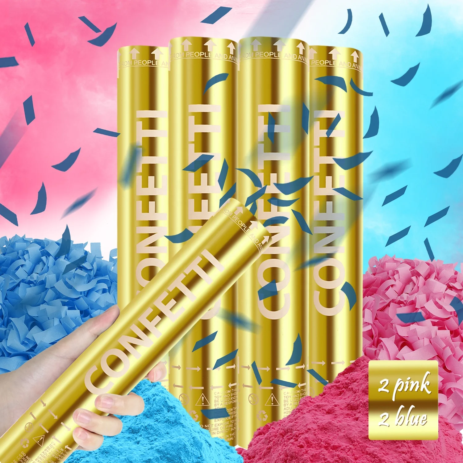 2 голубые розовые на заказ биоразлагаемые с конфетти