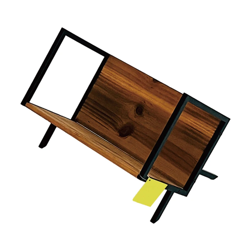Modern Metal Leg Desktop Bookshelves Storage Rack Wood Tilting Bookcase For Books Magazines