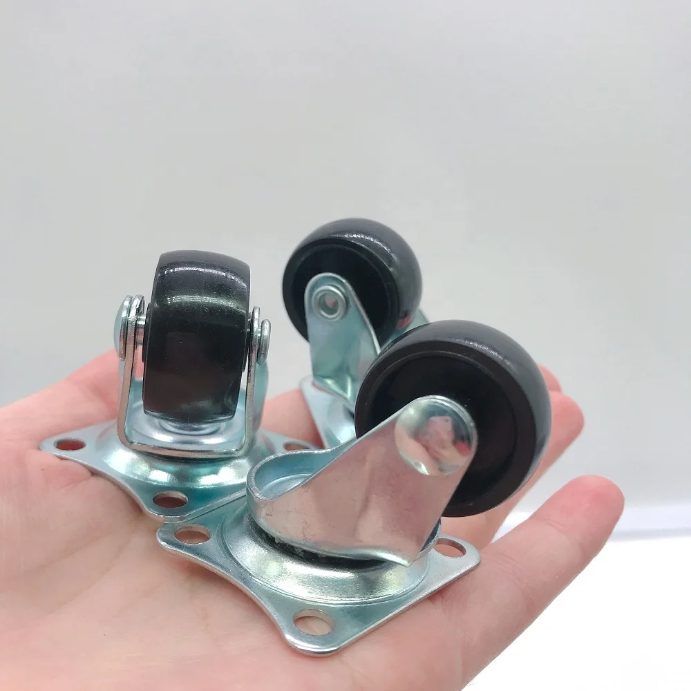 Light Duty 1 Inch Black PVC Casters Wheel 25MM Diameter Small Castor Wheel For Furniture Pulley