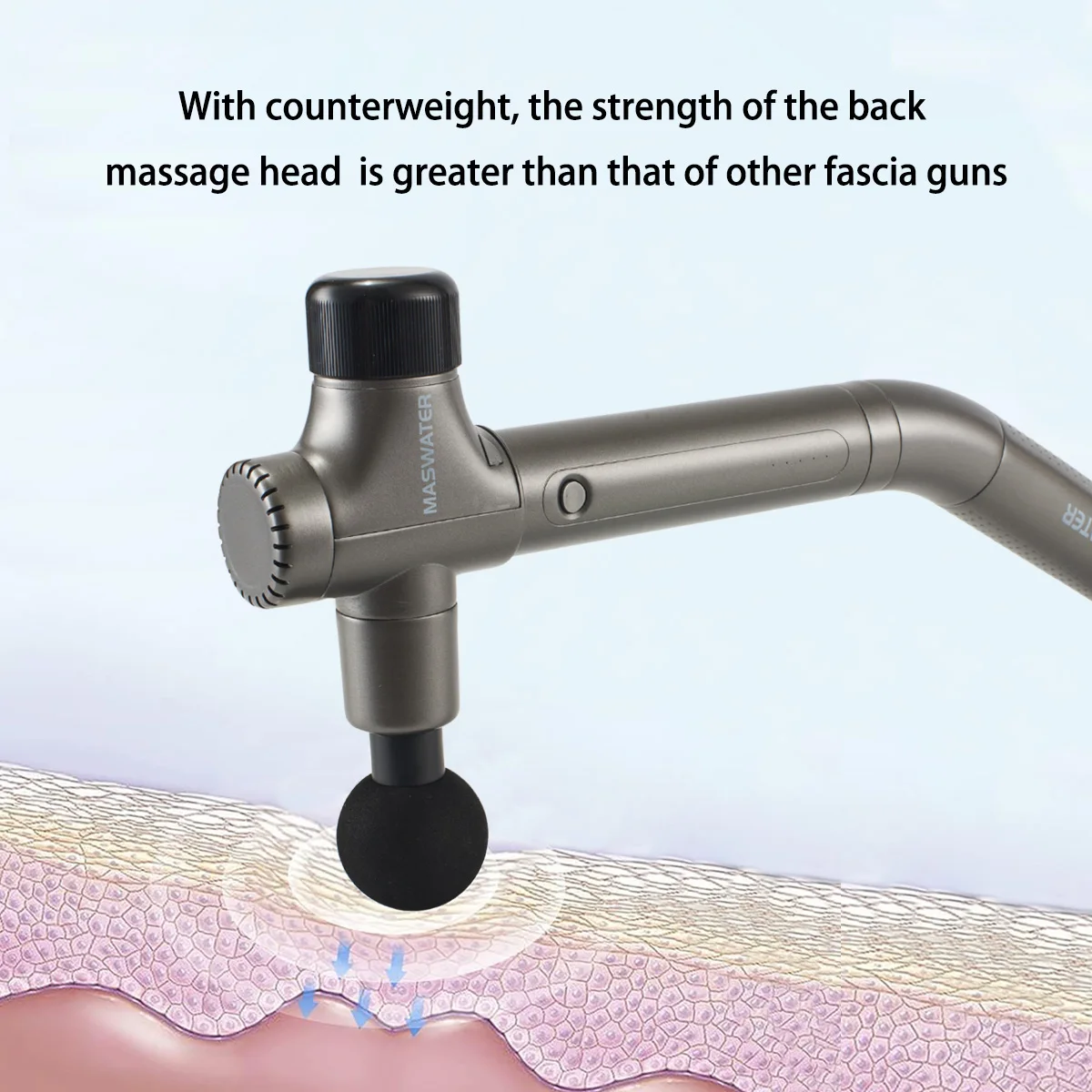 2023 New design long handle back massage gun with extra weight massage  back of people  therapy gun percussion muscle gun