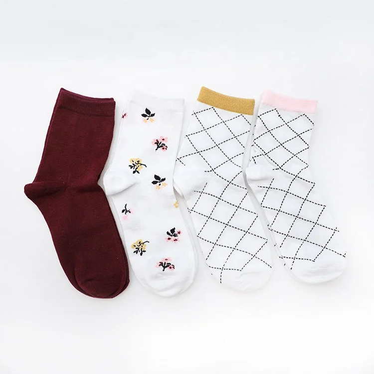
custom design summer spring cotton teen girls colorful classical lady ankle socks for girls 