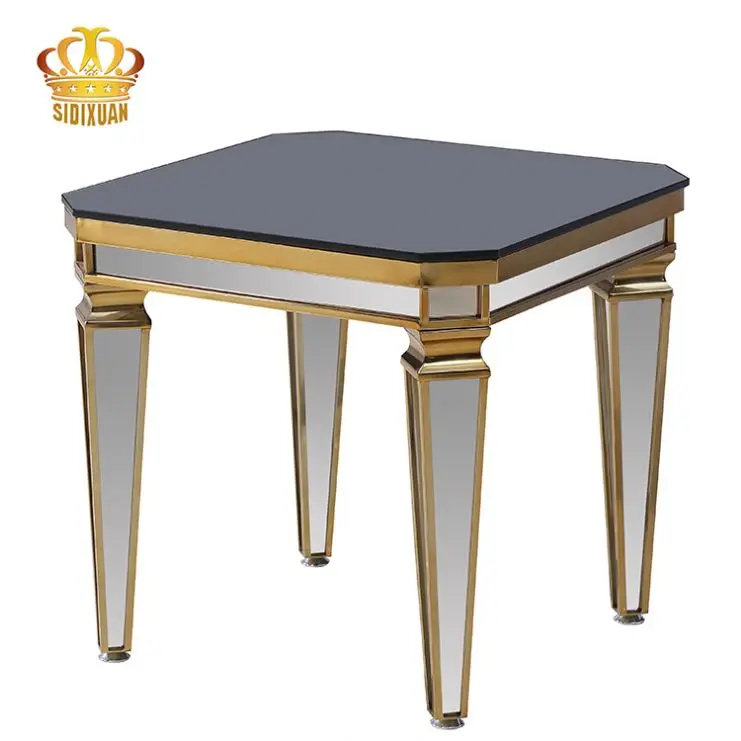 Modern Household Living Room Furniture Glass Top Stainless Steel Leg End Table