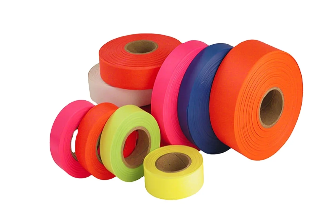 Custom non adhesive 2.5 cm pvc reflective warning flagging tape for Surveying Forestry Mining safety