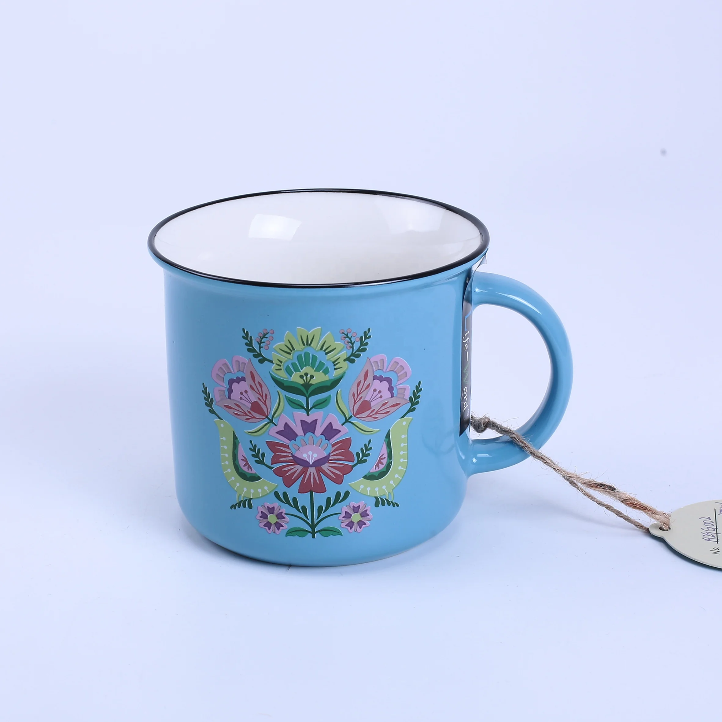 hot sale dishwasher safe decal printing blank white ceramic coffee cup blank coffee mugs handmade cup