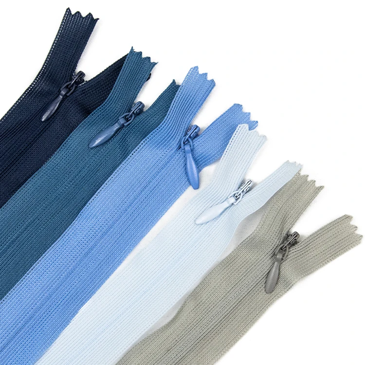 Garment accessories #3 #5 black colored custom all colour long chain roll cloth nylon zip fabric tape invisible zipper