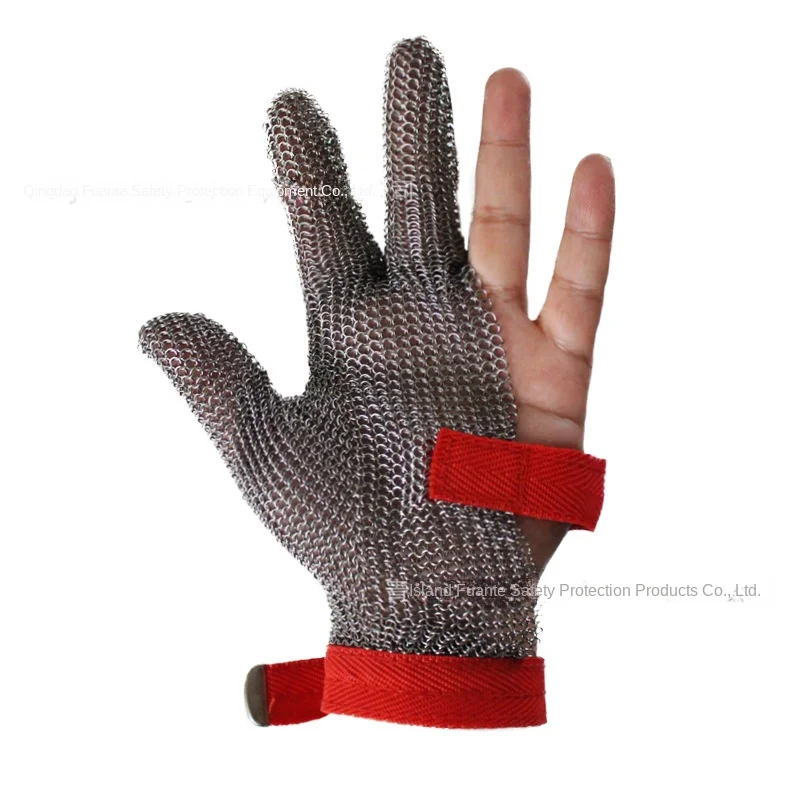 Three-Finger Cut-Resistant Gloves with Five-Round Stainl Steel Wire Labor Protection Reinforced Steel Wire Safety Gloves