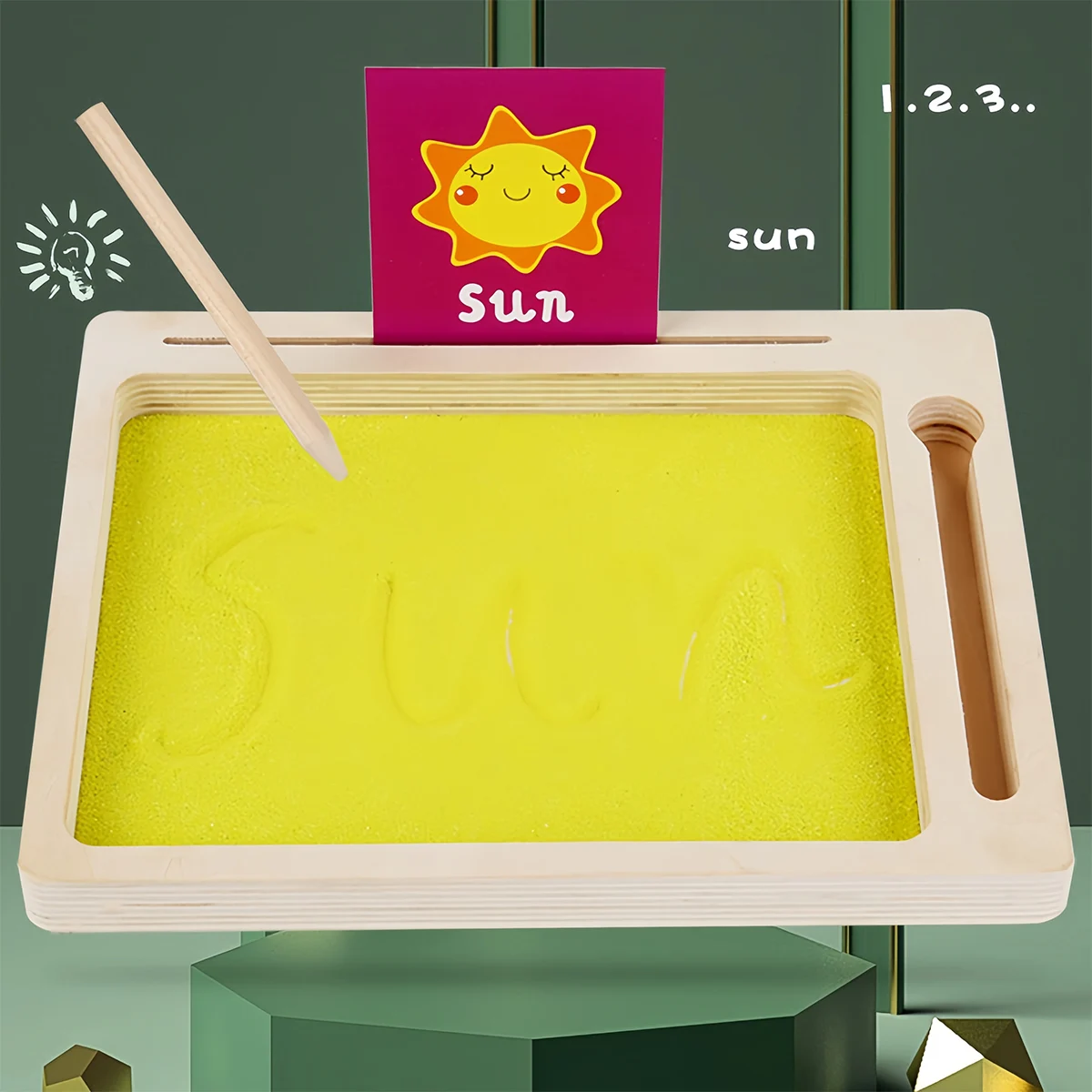 Wholesale Custom Montessori Teaching Aids Toy Wooden Sand Scraping Box Writing Practice Early Child Educational Toys For Kids