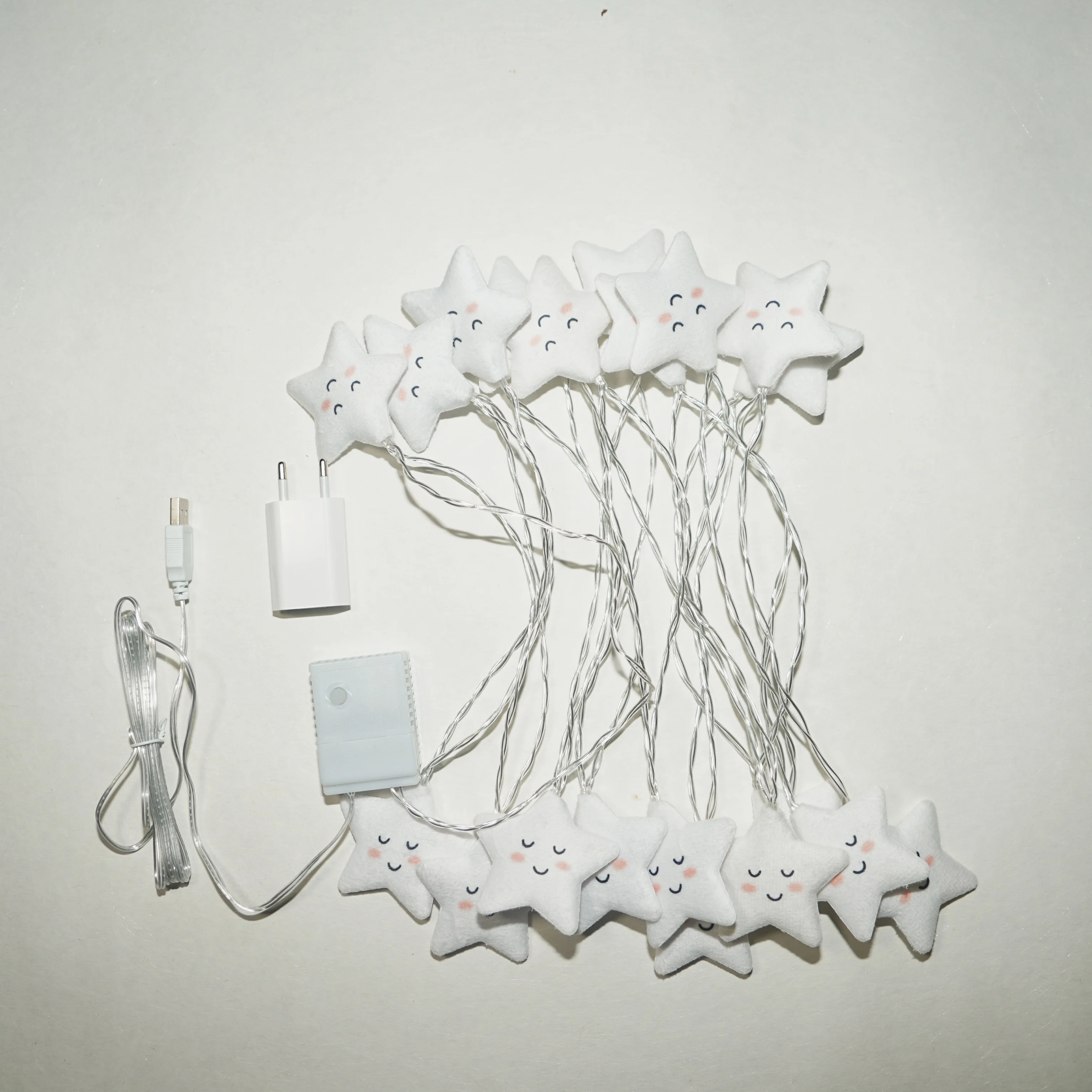 Top Sale  10 20 LED Battery  USB power  Room Light  Baby Kids Cute Star Face Lamp Corridor Decor Star Led String Lights