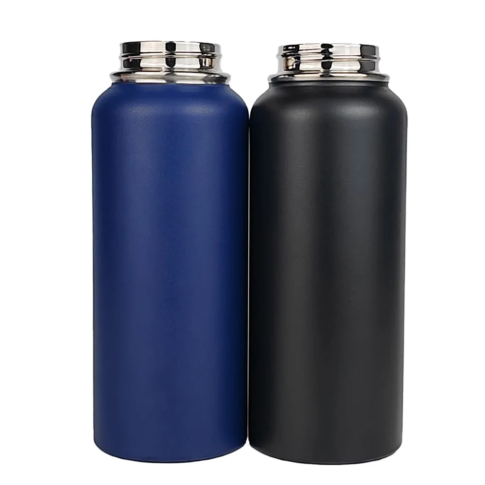 Custom logo Wide Mouth Flask 18oz 22oz 32oz Stainless Steel Vacuum Insulated Sports Powder Coated Water Bottle With Button Lid