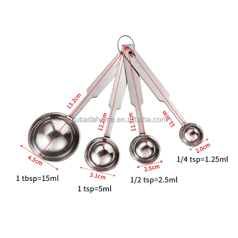 Hot sale Premium stainless steel measuring cups and spoons set / Stackable Sizes stainless steel measuring spoons set
