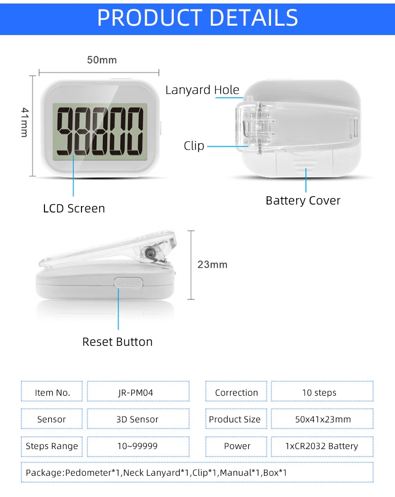 J&R New Product Gift Ideas Logo Customized Small Mini Gadget Portable Digital 3D 99999 Steps Tracker Counter for Shoes