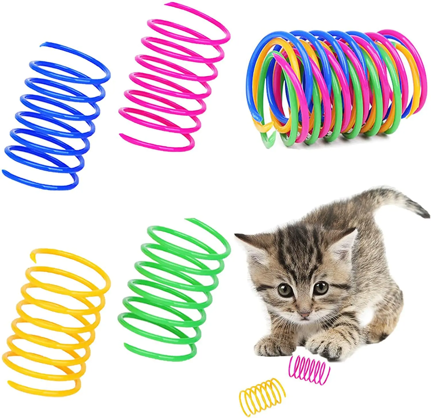 Playful Indoor Cat Spiral Spring Keep Fit Interactive Durable Plastic Colorful Interactive Cat Spring Toys