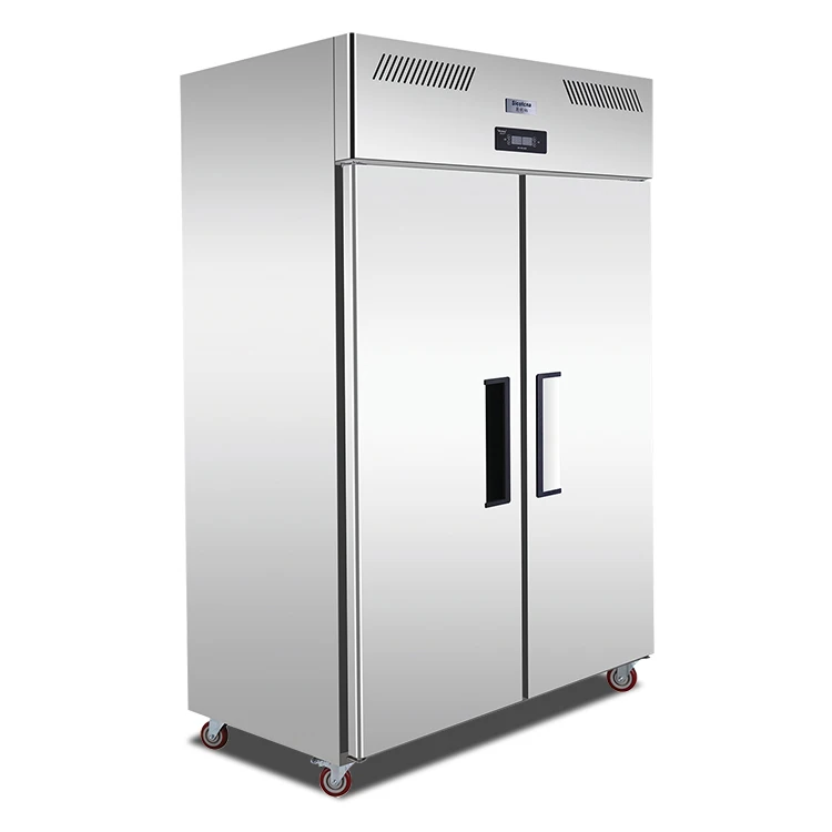 CE Stainless Steel Vertical Double Door Kitchen Commercial Refrigerator Refrigerator Freezer