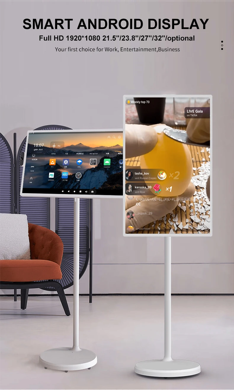 New 23.8 Inch Portable Touch Incell Screen Displays Full HD Wireless Android LCD Monitors for Home Business Gaming