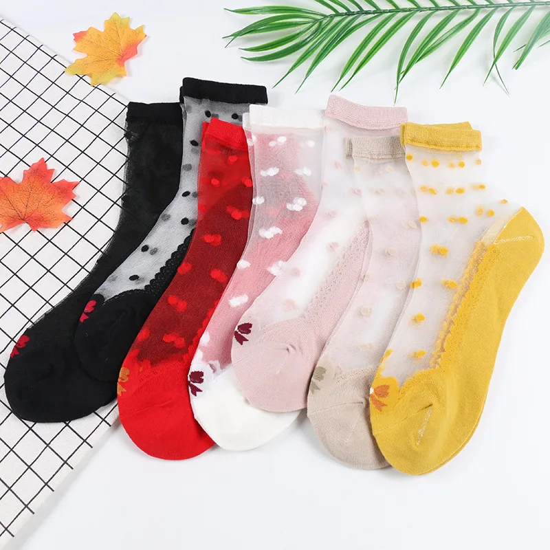 Flower Floral Silk Stockings Cheap Fashion Breathable Woman Sock Shoes Walking Light Transparent Ankle Socks