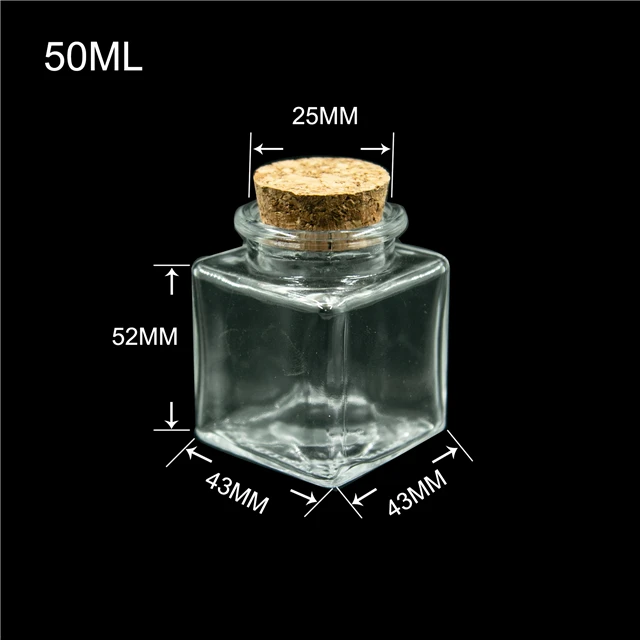 Rectangular Clear Glass Bottle with Wooden Stopper Wishing Decoration Bottles and Storage Jar Wholesale and Free of Freight
