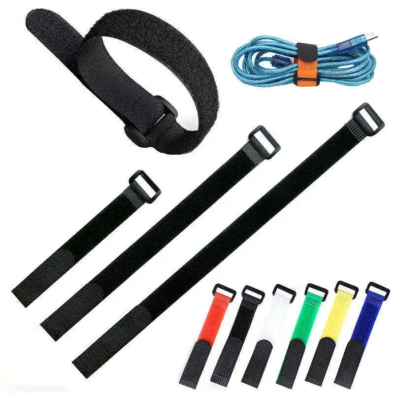 Data Cable Ties Custom Binding Strap Velcroes High Quality Cable Ties Binding Strap Velcroes 100% Nylon Hook and Loop Velcroes