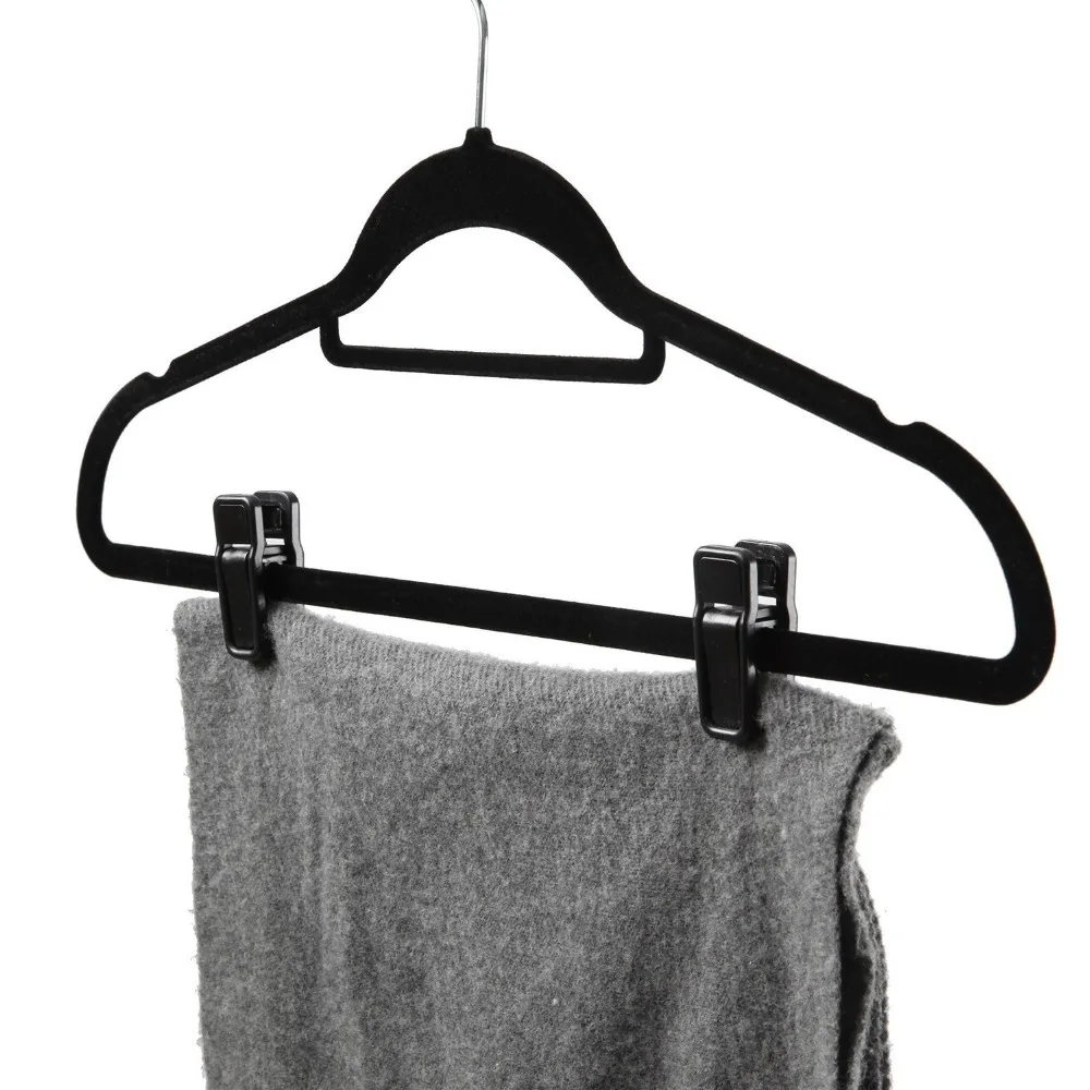 Modern Design Free Sample Pack of 30 Velvet Space Saving Non-slip Suit Clips Velvet Clothes Hangers