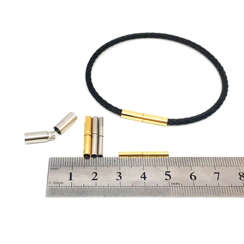 1.8-5 mm Inside Hole Stainless Steel Spring Clasps For Round Leather Bracelet 4203