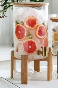 Large Beverage Water Carafes Beer Pitcher With Wooden Lid Wholesale Custom Color 5L 10L Beer Tower With Wooden Base