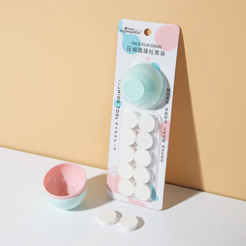 Lameila High Quality Smooth Skin Care Face Beauty Tools Compressed Mask Sheet Pink Mask Bowl 10pcs Compressed Facial Mask D0913