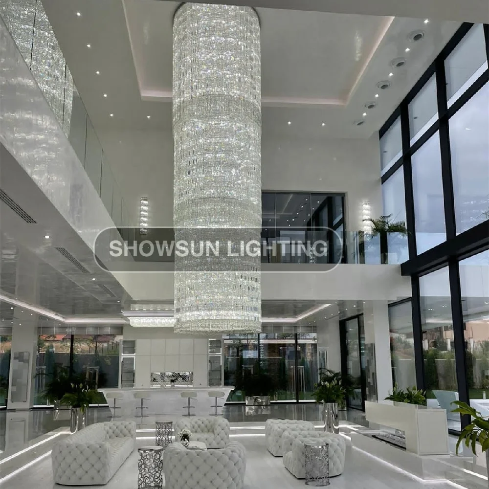 Modern Style Decoration Hotel Lobby Staircase Hanging Custom Luxury Crystal Chandeliers