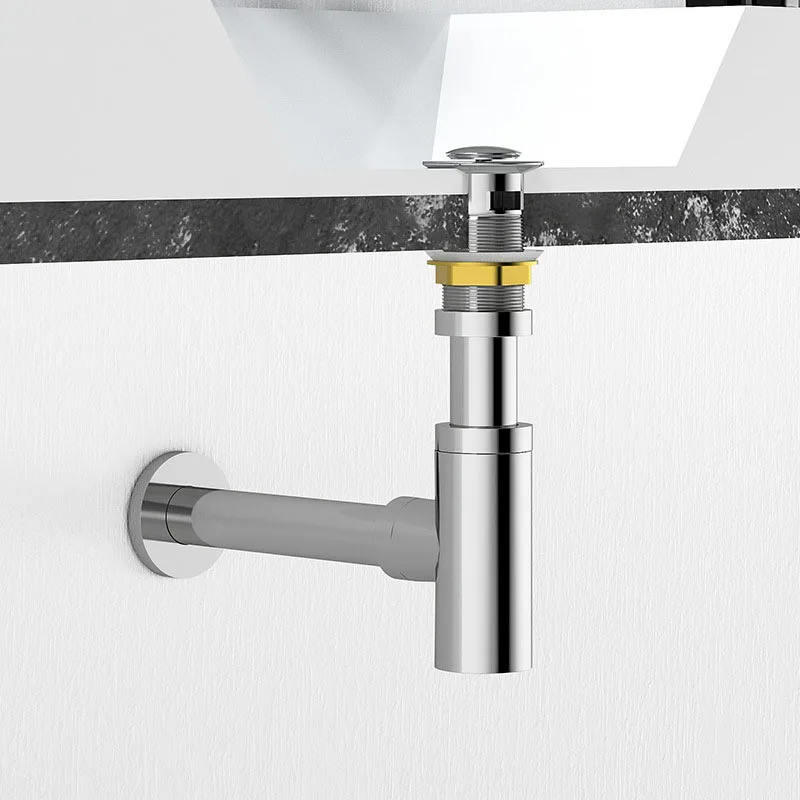 Bathroom Sink Siphon Bottle Trap Chrome P-Trap For Bathroom Vanity Basin