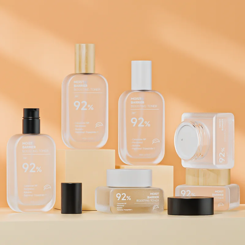 Fuyun Wholesale cosmetic packaging  square clear empty serum lotion foundation glass bottle with pump