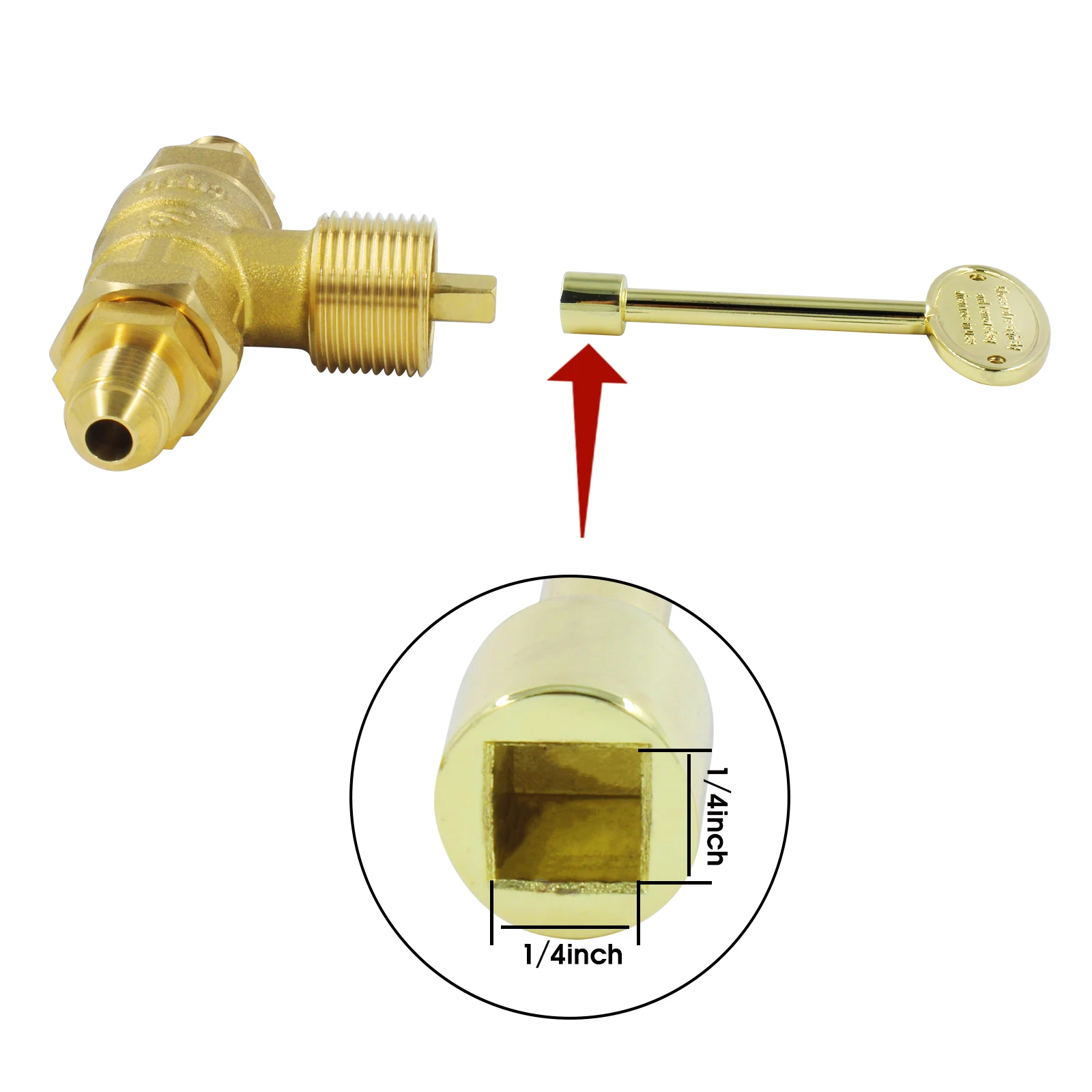 Replacement Parts Gas Valve Key for Gas Fire Pits and Fireplaces, Polished Brass Replacement Gas Key