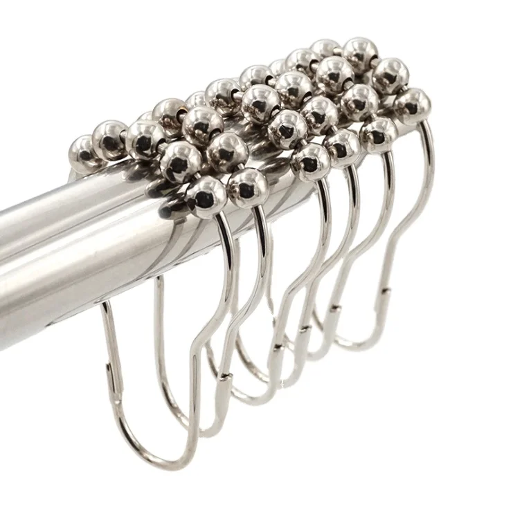 Factory hot metal gourd five bead shower hook stainless steel curtain hook rolling hook bath curtain