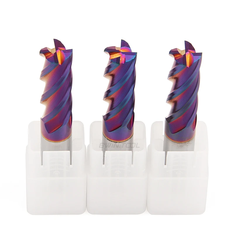 BWiN blue nano coated flat milling cutter 8*100 hrc65 4*50 end mill cutter cutting tool for stainless steel