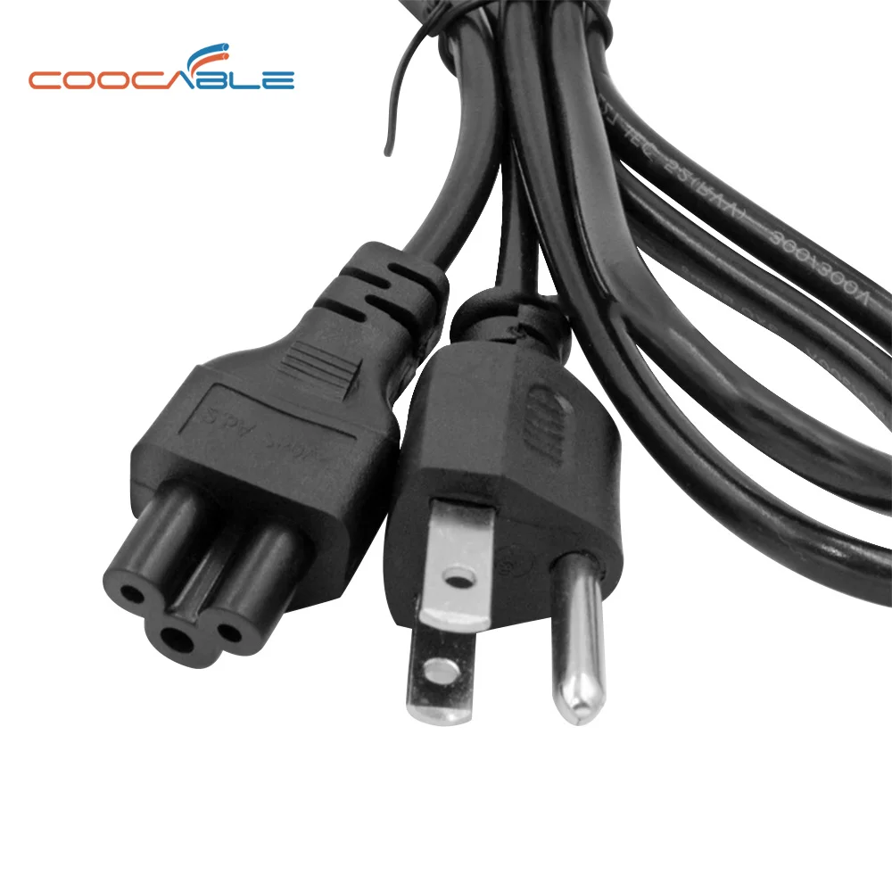 US 3- pin  Plug to C5    with fused to IEC320  AC power cord cable  lead 1M/2M/3M/5M prong to C5 for TV Printers Cameras