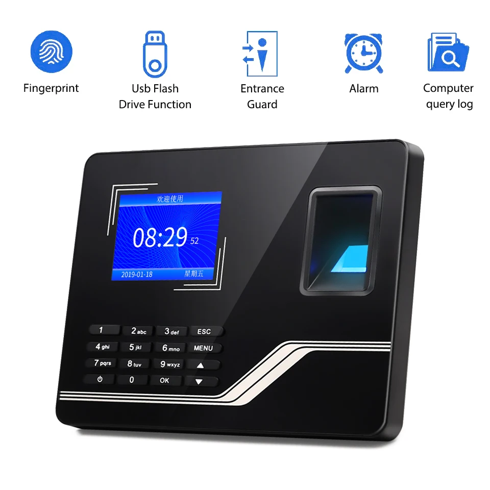 Time Clocks for Employees Small Business TCP/IP Network Office Fingerprint Time Clock Automatic Punch in and Out Time  Machine