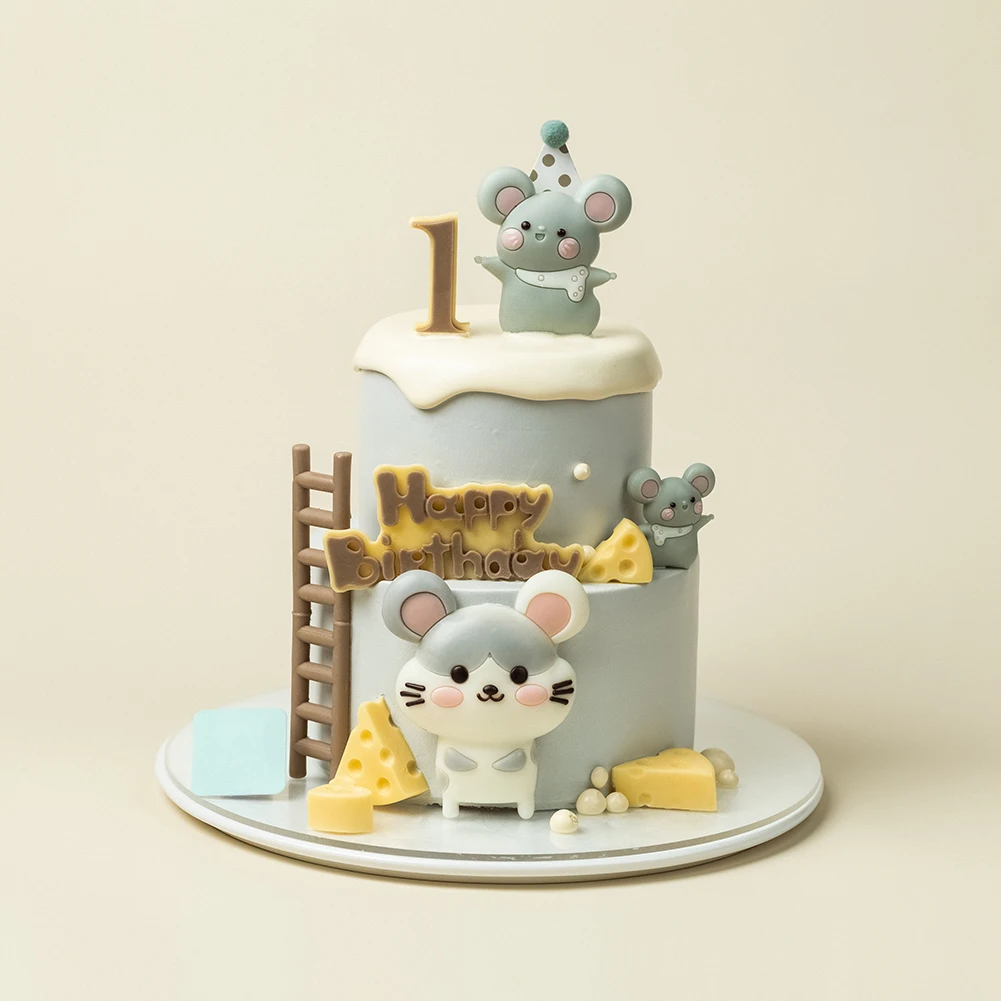 
Display Fridge Mouse Cake Flavor Color Chocolate Assesories Happy Birthday 