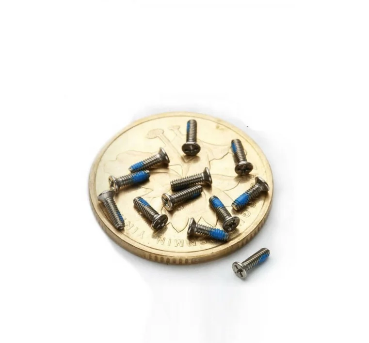 Custom Flat Head Stainless Steel Self locking Anti-Loose Blue Nylon Lock Micro Machine Screw in stock M1 M1.2 M1.4 M2 M3