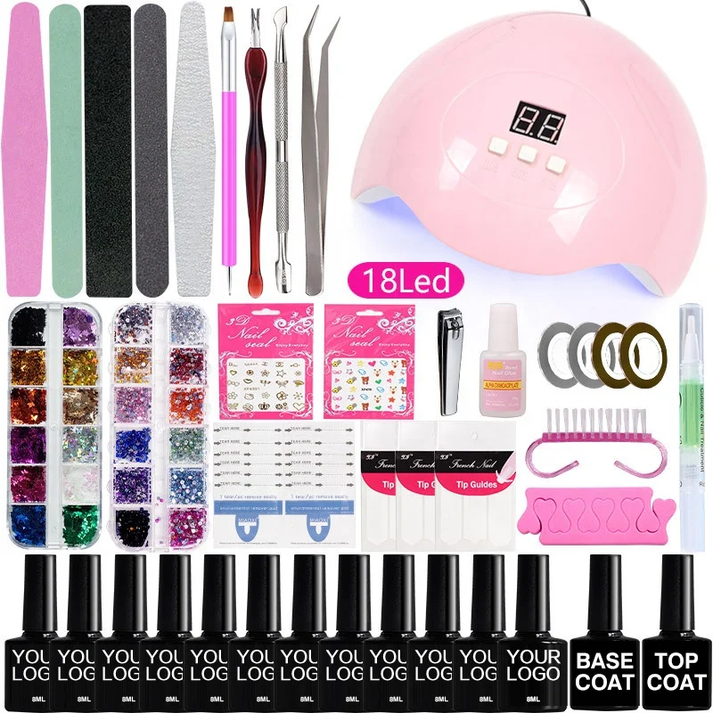 Complete Nail Kit Nail Lamp Manicure Set Kit Poly UV Gel Kit Polish Set Soak-off Nail Art Tools Sets