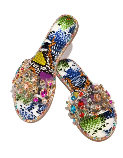 Женские тапочки с круглым носком, большие размеры, тапочки со стразами, лето 2020