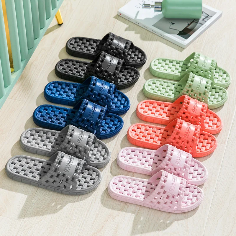 Men Summer Household Couple Non-slip Soft Pvc Bathing Bathroom Shower Slipper Wholesale Casual Silent Women Home Slippers