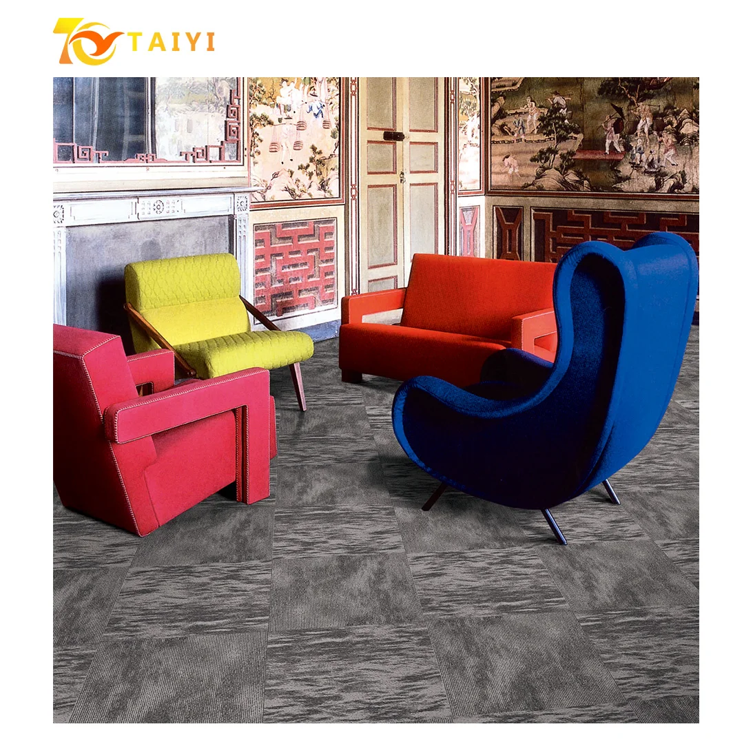 Modern Designed Commercial Flooring Carpet Tiles Manufacturer PVC Backing office floor carpet tiles