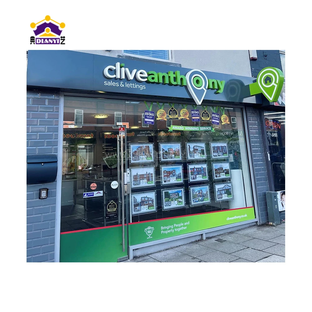 Custom Advertising Rectangle Full Luminous Illuminated Billboard Real Estate Agent Marketing Acrylic Light Box for Shop