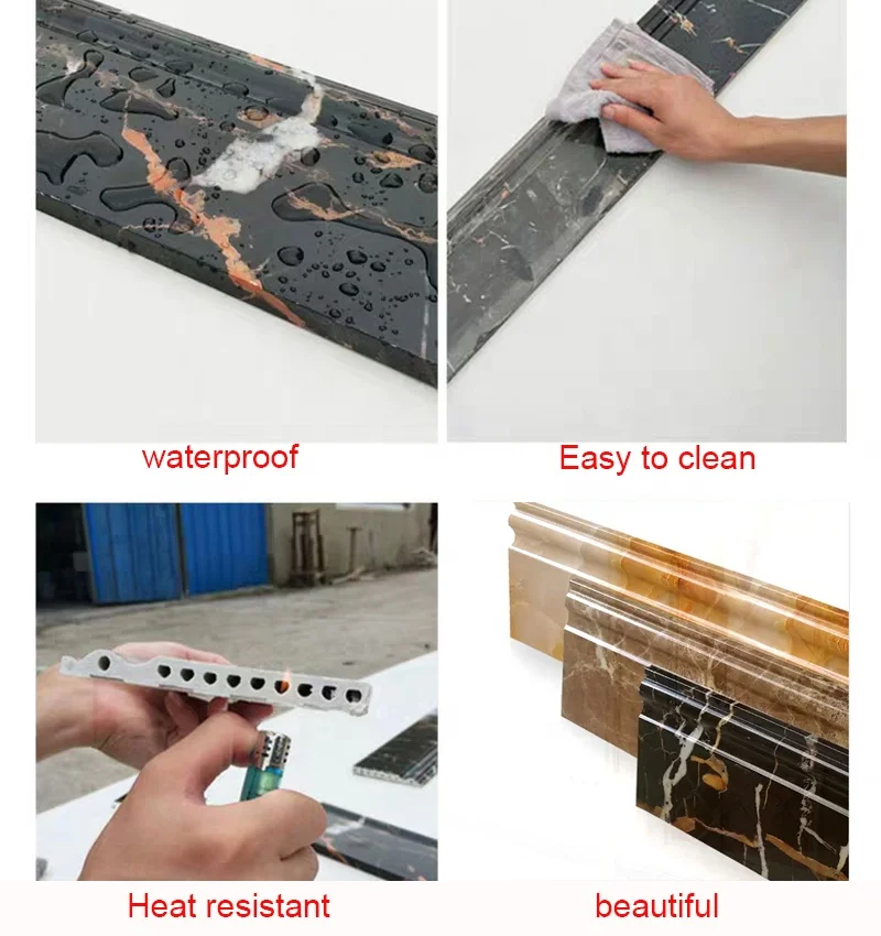 Wholesale Waterproof Plastic Kitchen Aluminum PVC Plinth PVC Skirting Board