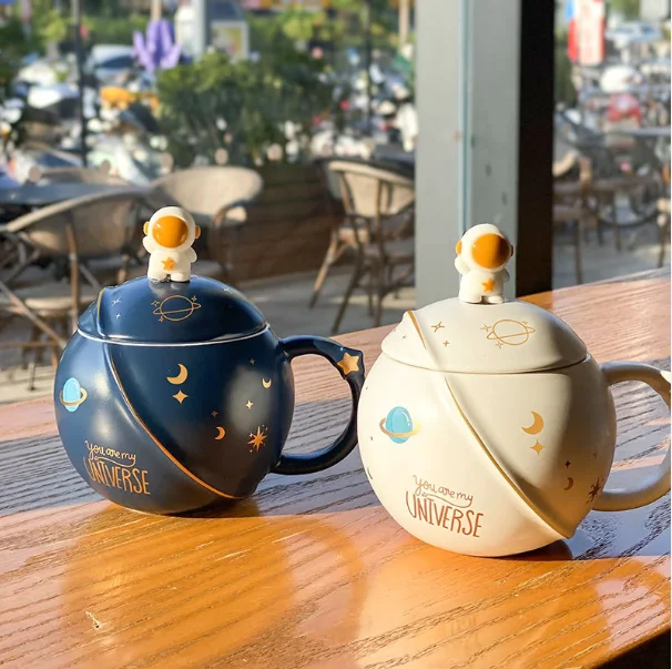 3D Round Astronaut Cute Planet Ceramic Mug Couple Drinking Super Cartoon Office Tea  Mug Coffee Cup Cool Cup